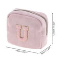 thumbnail image 2 of Unique Bargains 1 Pc Letter U Pattern Makeup Bag for Travel Pink Corduroy, 2 of 6