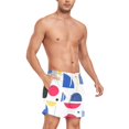 thumbnail image 4 of FORMRS Mens Swim Trunks Mesh Liner Quick Dry Casual Beach Board Shorts with Pockets, Sizes S-2XL, Blue Retro Shapes, 4 of 9