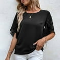 thumbnail image 2 of Birdeem Mode Femmes Été Col Rond Uni Manches Courtes Aguichant Haut Blouse, 2 of 8