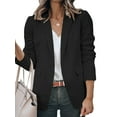 thumbnail image 1 of Innerwin Blazers Solid Color Women Cardigan Jacket Work Shawl Neck Slim Fit Business Jackets Black S, 1 of 7