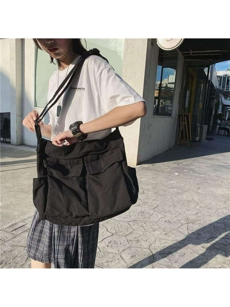 SikaFu Canvas Messenger Vintage Bag Letter Pattern Crossbody