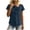 Navy, variant on Women's Short Sleeve Cotton Linen Blouses Fashion Asymmetric Neck Bow Tie Tops Summer Loose Fit Lightweight Vacation Shirts Sky Blue S