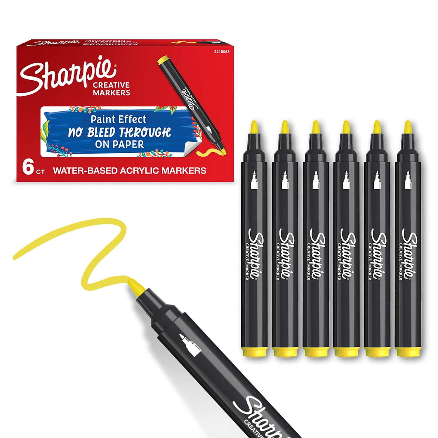 Sharpie Water-Based Creative Markers Bullet Tip Yellow 6/Pack (2218063)