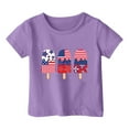 thumbnail image 4 of Little Kid Girl's 4th Of July Patriotic Short Sleeve T Shirt Cute Independence Day Flag Print Tee Comfortable Casual Summer Top For Toddler Kids Undershirts for Toddler Girls 3-4 Years Purple, 4 of 4