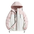 thumbnail image 3 of DUMUIELD Mens Down Jackets Fashion Color Block Ski Coat Winter Warm Jacket Thicken Waterproof Stand Collar Puffy Coat Pink,XXXL, 3 of 7