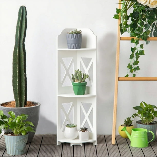Soporte para Flores de Balcón o Sala de Estar, Estante Esquinero Multinivel, Estante de Almacenamiento Multifuncional, Estante para Exhibir Plantas de Rábano Verde