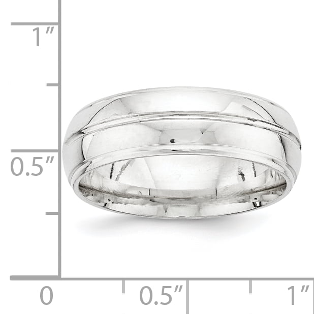 925 Sterling Silver Rhodium-plated 7mm Polished Fancy Size 5 to 13.5 Band Ring