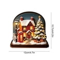 thumbnail image 2 of Christmas Village House LED Lighted Wooden Figurines, Painted Wood Light Up Xmas Cottage Desktop Ornament, Winter Snow House Tabletop Decor for Mantel, Home Holiday Decoration, 2 of 6