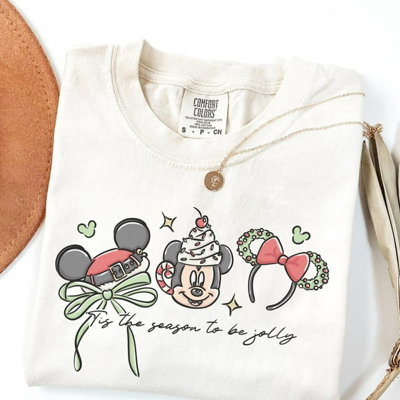 Comfort Colors Disney Christmas Mickey Tis The Season to be Jolly T-Shirt, Retro Disney Christmas Tee, Disney Matching Couple Shirt