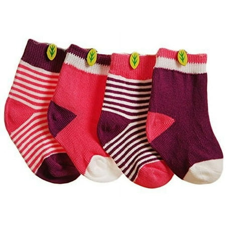 

Lian LifeStyle Baby Toddler 4 Pairs Pack Cute Cotton Socks 0-6MPink Purple