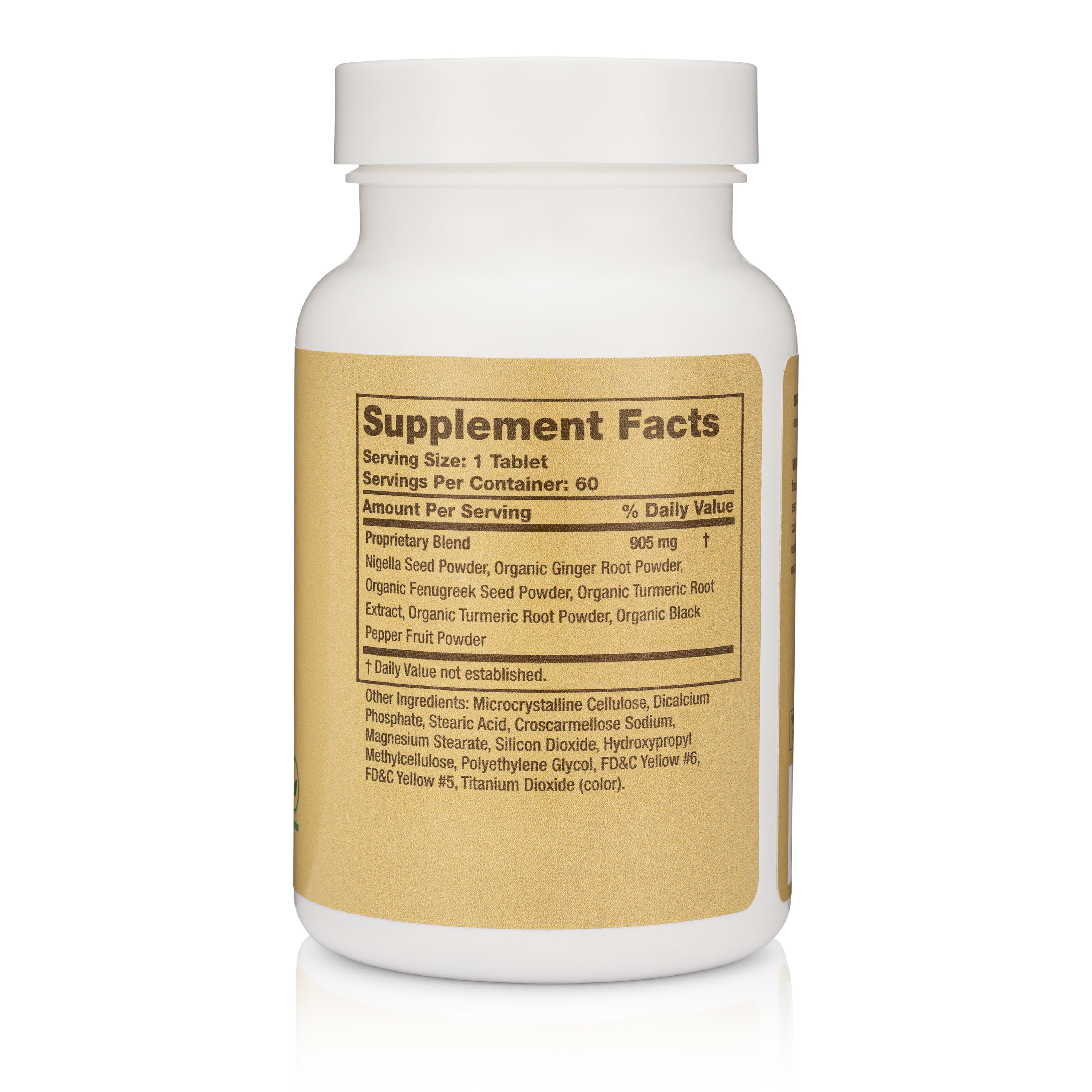 Herbal Joint Supplement - made by Organic Arthritis - Natural Turmeric, Nigella Sativa, Fenugreek, Ginger, and More. Made in USA. 60 Vegetarian Tablets