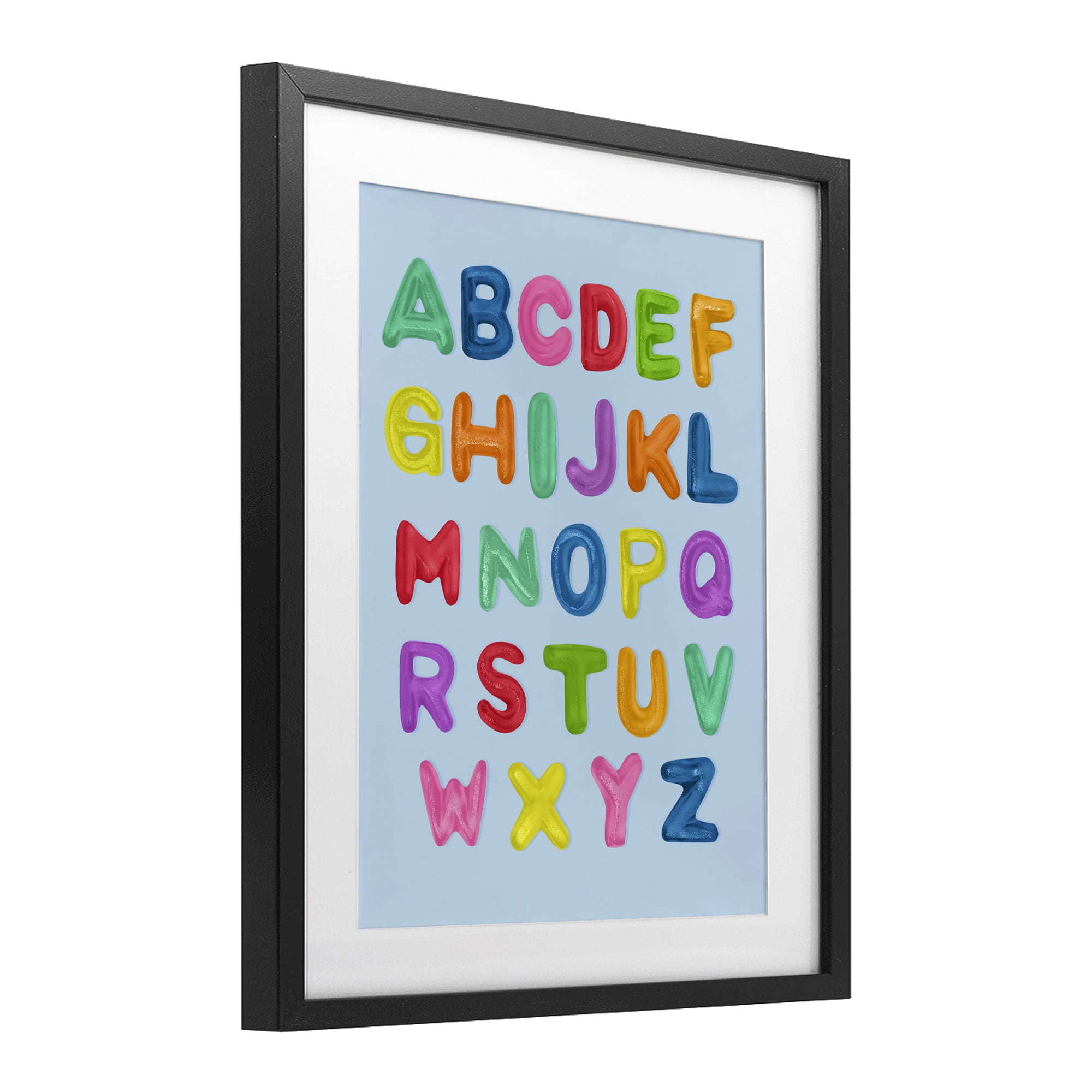 Stupell Industries Gummy Candy Alphabet Black Framed Print Under Glass, design by LISH Creative