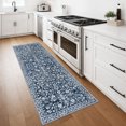 thumbnail image 2 of GLATTICE Runner Rug 2x7 Non Slips Rug Runner Super Soft Kitchen Runner Rug Printed Faux Wool Floral Thin Blue Rugs for Hallway Entryway Laundry Room Bedroom, Navy and White, 2 of 6