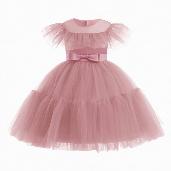 mgoYE 5t Dresses for Girls Toddler Tulle Dress Girls Spaghetti Strap Birthday Princess Photoshoot Tutu Dresses(Pink,6-7 Years)