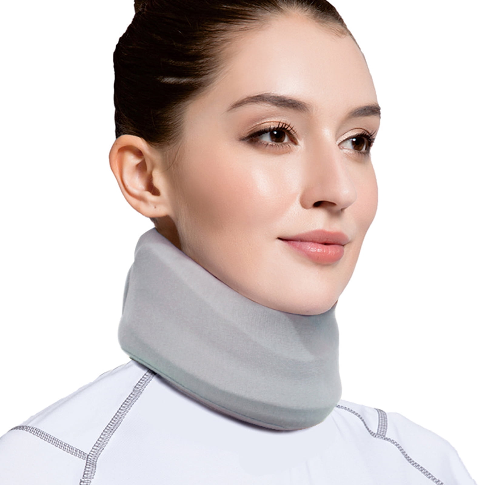 VELPEAU Neck Brace for Neck Pain and Support - Soft Cervical Collar for Sleeping - Vertebrae Whiplash Wrap Aligns, Stabilizes & Relieves Pressure in Spine for Women & Men (Stabilized, Grey, Small 3″)
