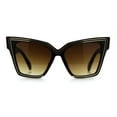 thumbnail image 3 of Luxe Oversized Horned Rectangular Cat Eye Glitzy Fashion Sunglasses Burgundy - Brown, 3 of 8