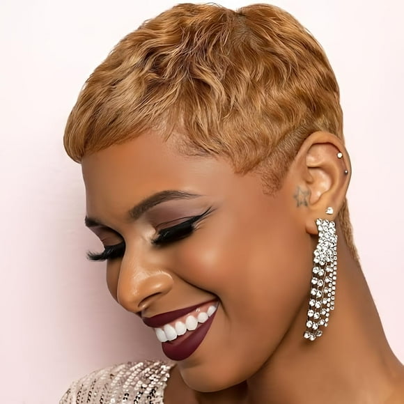 PinesC Short Pixie Cut Hair Natural Synthetic Wigs For Women Heat Resistant Wig Natural Hair Women's Fashion Wig 1076
