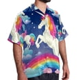 thumbnail image 2 of Robot Unicorn Attack Men's Short Sleeve Poplin Shirt, Casual Printed Button Down Top for Summer Beach, Spread Collar Unisex Beach Shirt, 2 of 6