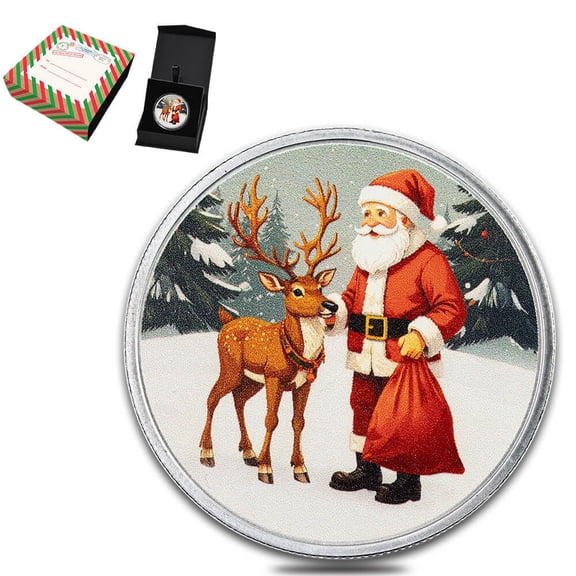 1 oz PAMP Santa's Workshop Colorized Silver Round (w/Box)