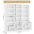 thumbnail image 4 of Homfa Triple Row 4 Tier Bookcase with Door, 70" Wide Large Bookshelf with 12 Display Cubicles, 72" Tall Farmhouse Bookcase for Home Office Living Room, White, 4 of 7