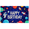 thumbnail image 3 of Astronaut Themed Colorful Happy Birthday Banner Backdrop Background Party Supplies for Birthday Party Decors Photography Props Space Party Decorations, 3 of 8