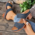 thumbnail image 5 of Dakaela Heeled Sandals for Women Low Block Chunky Heels Open Toe Backless Dress Casual Pumps Slip on Mules Shoes for Party Wedding Size 6-10 Blue, 5 of 9