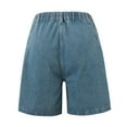 thumbnail image 7 of Women's Summer Fashion Wash Elastic Waisted Loose Denim Shorts Three Quarter Pants, 7 of 7