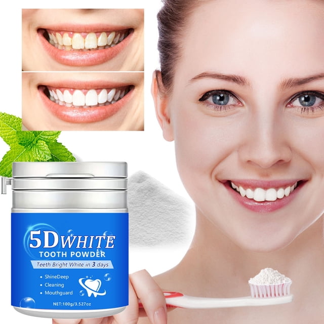 Pisexur Belleza Maquillaje Polvo blanqueador de dientes, limpieza bucal, eliminación de manchas, polvos blanqueadores de dientes, 100 gpara mujeres y hombres