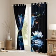 thumbnail image 4 of Homewish 3D Blue Hummingbird Black Out Curtains, Lake Lotus Flower Curtains Pack of 2 (42x63 Each), Dreamy Glitter Stars Galaxy Bedroom Curtains, Living Room Curtains Decor, 4 of 7
