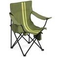 thumbnail image 2 of Folding Camping Chair with Built-in Cooler Bag & Cup Holder, 350lbs Capacity Portable Outdoor Camp Chair, Green Padded Folding Chair with Side Pocket for Camping, Beach, Patio, Picnic, Travel, 2 of 11