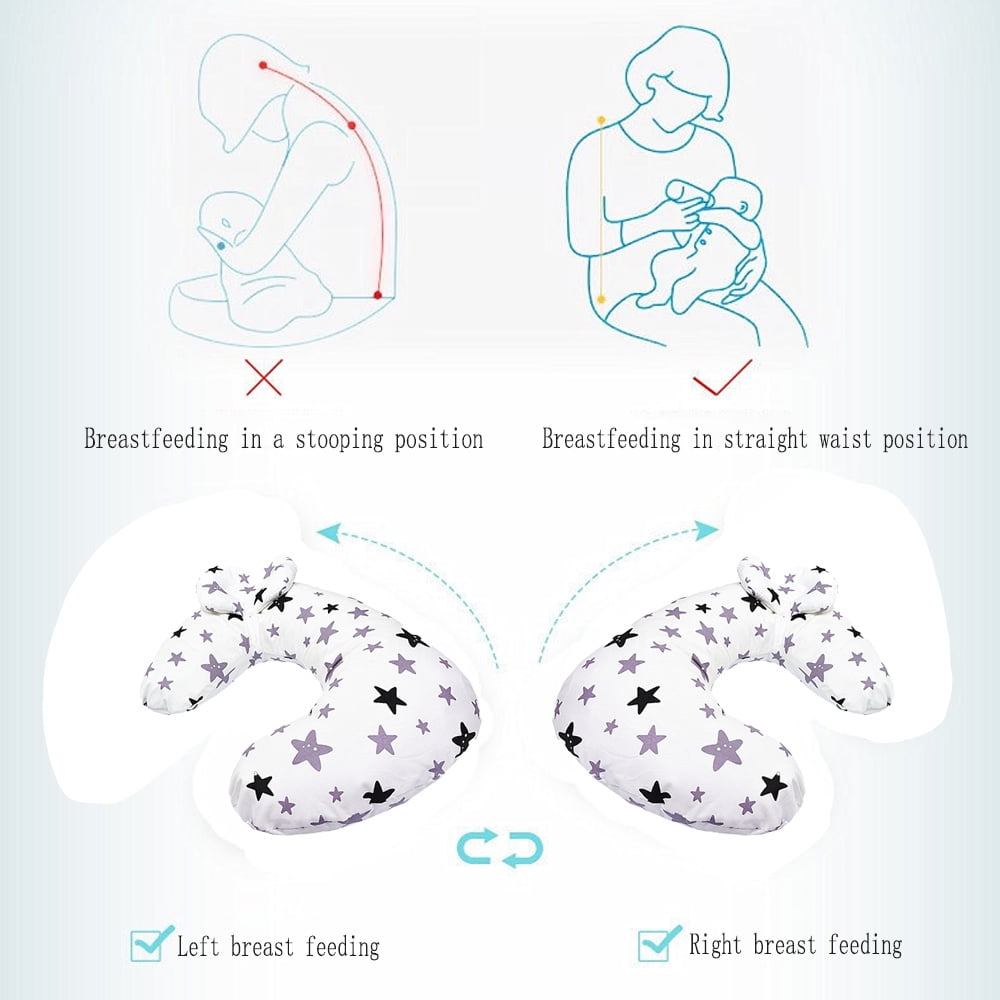 Bekayaa Breastfeeding Pillow, Snug Fit, Star Patterned Cover, Comfortable Support for Moms, Purple, Sold Individually