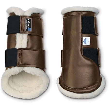 Toklat Valena Horse Boots - WoolBack Fleece Lining & Marine Vinyl Brushing Boots - Multiple Sizes Brown / XL / Front