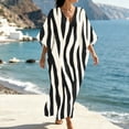 thumbnail image 2 of HAPIMO V Neck Print Batwing Sleeve Kaftan Maxi Dress Women Casual Dress for Beach Black L, 2 of 7