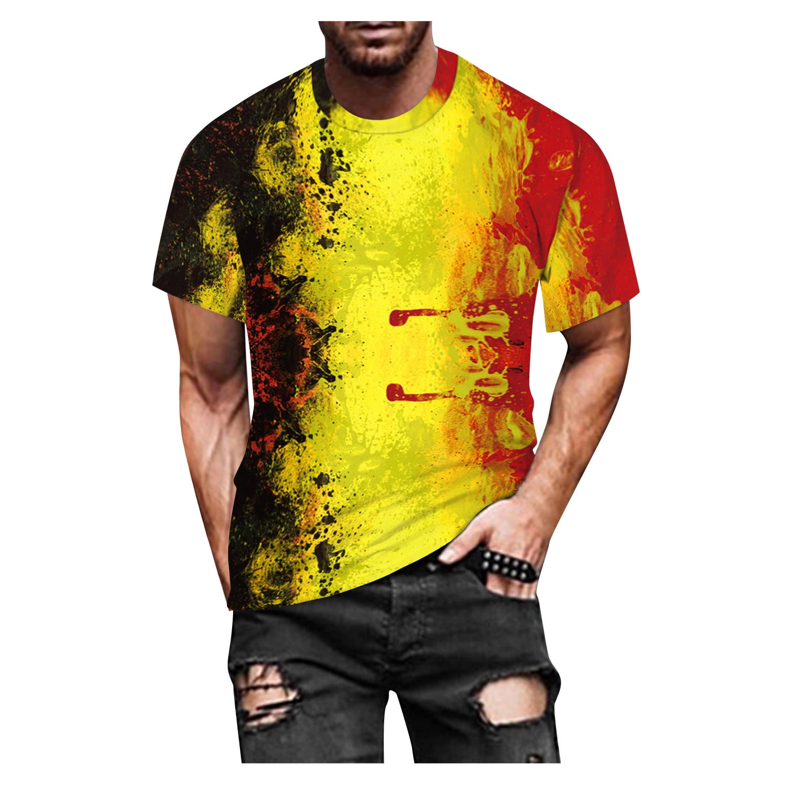 KIJBLAE Savings Men's T-Shirt Casual Tops Colorful Graphic 3D Print ...