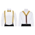 thumbnail image 5 of Jacob Alexander Men's Solid Fabric Suspenders Braces Convertible Leather Ends and Clips Y-Back - Gold, 5 of 7