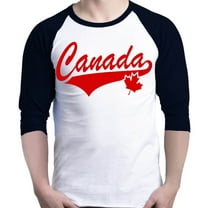 Shop4Ever Men's Canada Red with Leaf Canadian Flag Raglan Baseball Shirt XX-LargeWhite/Black
