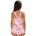 thumbnail image 2 of Xoenoiee Cherry Blossom Print Girls One Piece Swimsuit Swimwear with Skirt Sleeveless Swimsuits Swim Dress Quick Dry Bathing Suits for Beach, Size 3-4 Years, 2 of 7