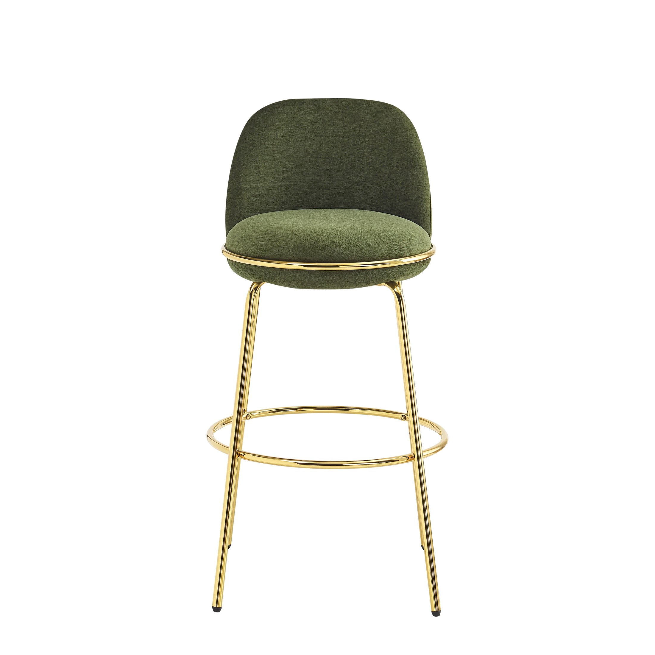 Christopher Knight Home Luxury Green Upholstered Bar Stools, Gold Metal Frames, Set of 4