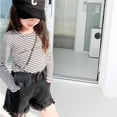 thumbnail image 3 of Likimi Toddler Girls Denim Shorts With Pocket Elastic Waist Solid Color Fashionable Casual Summer Shorts Black Size 7-8 Years, 3 of 3