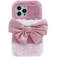 thumbnail image 2 of Fluffy Fuzzy Case for Samsung Galaxy A32 5G,Cute Girly Women Pink Bow Knot Plush Faux Rabbit Fur Soft Back Cover,Flexible TPU Silicone Shockproof Protective Case, 2 of 10
