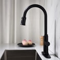 thumbnail image 4 of Rallonge de Robinet de Cuisine Tactile Commerciale Moderne avec Tête de Pulvérisation Extractible, Vaporisateur d'Eau pour Évier à une Poignée en Laiton à Tirette (avec Plaque de Robinet), Acier Inoxydable Noir Mat, 4 of 9