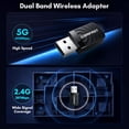 thumbnail image 5 of Atzeste AC1300 USB WiFi Adapter, 2.4G/5G Dual Band Wireless Network Adapter for PC Desktop, MU-MIMO WiFi Dongle, USB 3.0, Supports Windows 11, 10, 8.1, 8, 7, XP/Mac OS X 10.9-10.15, 5 of 6
