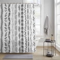 thumbnail image 3 of Leaves Shower Curtain, Abstract Watercolor Black Leaf Stripes Plant Waterproof Shower Curtain Set with 12 Hooks Lightweight Bath Curtains Fabric Bathroom Decor 48x72 Inches, 3 of 9