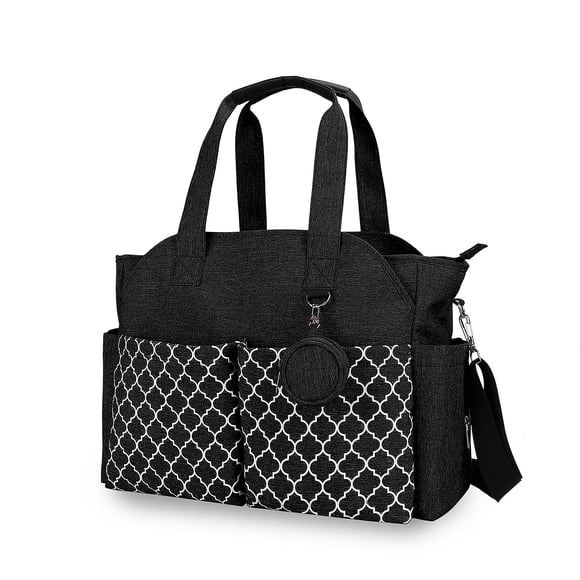 Lmbabter Bolsa de pañales con cambiador Bolsa de bebé multifunción mejorada con correa ajustable para el hombro Bolsillos aislados (negro)