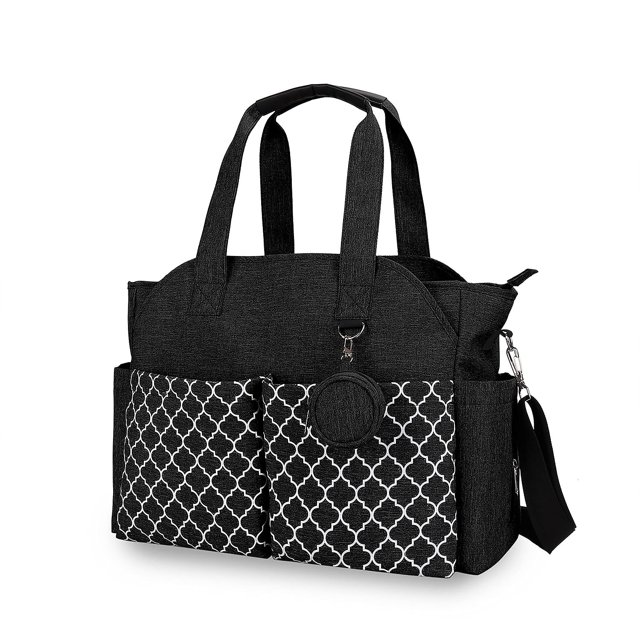 Lmbabter Bolsa de pañales con cambiador Bolsa de bebé multifunción mejorada con correa ajustable para el hombro Bolsillos aislados (negro)