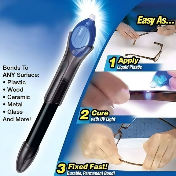 ICERUN 5 Second Fix Quick DIY UV Activated Liquid Bonding Self-Adhesive Filler DIY UV Glue Kit with Light,Super Glue,Welding Kit,Curing Light Liquid Repair