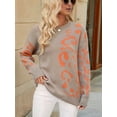 thumbnail image 2 of Women Long Sleeve Sweater Fall Casual Crew Neck Knit Tops Leopard Print Cute Loose Pullover Jumper  M, 2 of 8