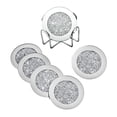 thumbnail image 4 of Posavasos de vidrio espejado de 4 pulgadas Posavasos de diamante triturado redondo con purpurina para Astilla, 4 of 9