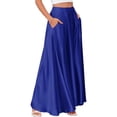 thumbnail image 2 of Wiyuqeen Maxi Skirts for Women with Pockets High Waist Solid Pleated Casual Skirt Satin Flowy Long Skirts for Beach Party Holiday, 2 of 5
