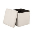 thumbnail image 7 of Seville Classics Cushioned Fabric Ottoman Hidden Storage Chest Footrest Chair for Bedroom, Dorm, Loft, Living Room, Entryway, Hallway, White Boucle, 15.7" Cube, 7 of 7